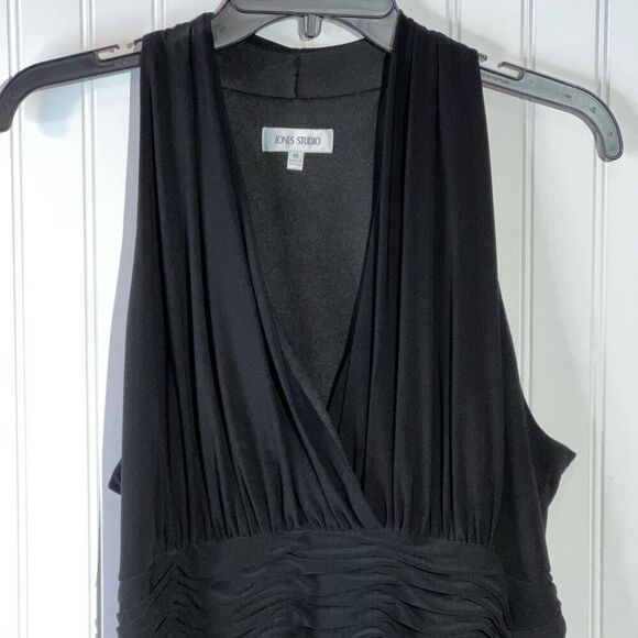 JONES NEW YORK Women’s Size 16 Black Halter Dress Ruching Cocktail Formal Party - Picture 9 of 9